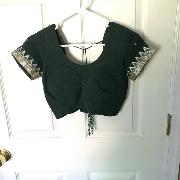 Green Georgette Sari - Picture 3 of 5